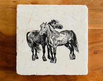 Horse Coasters ~ Horse Marble Coasters ~ Equestrian Gift ~ Gift for Horse Lovers ~  Housewarming Gift ~ Horse Gift ~ Perfect Equestrian Gift