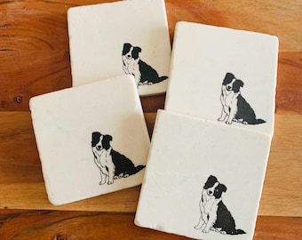 Border Collie Coasters ~ Border Collie Dog Mom ~ Marble Coasters ~ Border Collie Gifts ~ Housewarming Gifts - Dog Gift - Border Collie Mom