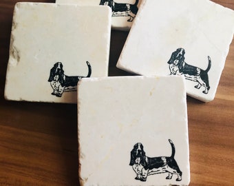 Basset Hound Coasters ~ Basset Hound Gifts ~ Dog Coasters ~ Coaster Set ~ Housewarming Gift~ Pet Coasters ~ Drink Coasters