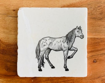 Horse Coasters ~ Horse Marble Coasters ~ Equestrian Gift ~ Gift for Horse Lovers ~  Housewarming Gift ~ Horse Gift ~ Perfect Equestrian Gift