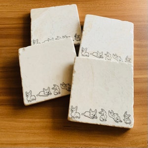 Corgi Dog Coasters ~ Corgi Gift ~ Dog Coasters ~ Stone Coasters ~ Coaster Set ~ Housewarming Gift~ Pet Coasters ~ Drink Coasters