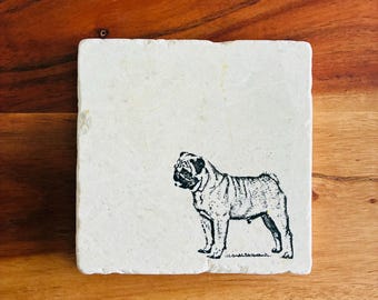 Pug Dog Coasters ~ Handmade Gift ~ Pug Dog Mom Gift ~ Housewarming Gift ~ Pug Dog Mom ~ Pug Gift ~ Marble Coasters ~ Pug Lovers Gift