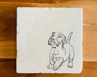 Wire-haired Dachshund Coaster Set ~ Wire-haired Dachshund ~ Wiener dog Gifts ~ Handmade Gift ~ Wiener Dog Dog Mom ~ Housewarming Gift