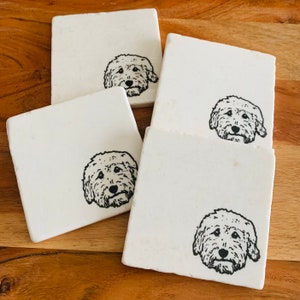 Goldendoodle Coaster Set / Dog mom, dog dad, dog coaster, Doodle gift, doodle coasters, labradoodle, golden doodle