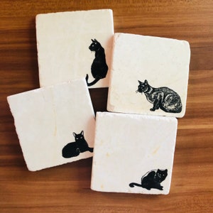 Black Cat Coasters ~ Cat Mom Gift - Cat Mom Coasters ~ Halloween Gift ~ Black Cat Coasters~ Halloween Decor ~ Black Cat Gift ~ Cat Coasters