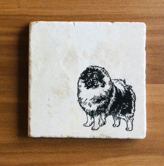 AD-KEE1C 4x Keeshond Dog Picture Table Coasters Set in Gift Box 