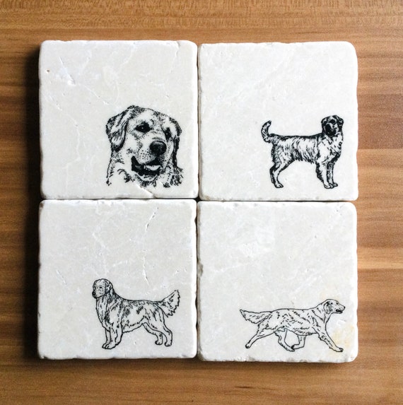 Details about / Golden Retriever Coasters Dog Lover Gift Mom Marble Coasters Drink Coasters