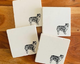 Australian Shepherd Coasters ~ Aussie Coasters ~ Dog Coasters  ~ Australian Shepherd Gift ~ Housewarming Gift ~ Aussie Mama