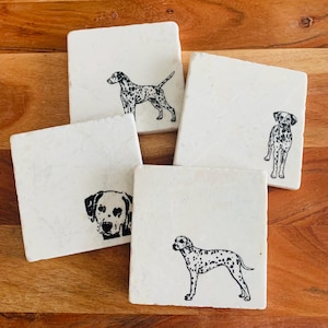 Dalmatian Coasters ~ Gift for Dalmatian Lover  ~ Housewarming Gift ~ Marble Coasters ~ Dalmatian Gift ~ Dog Mom ~ Dalmatian Mom ~ Dalmatians