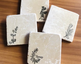 Kitchen Coasters - Herb Gift, Parsley Sage Rosemary and Thyme Herb , Gift for Gardener, Simon and Garfunkel Gift , Gift for Cook