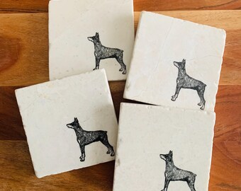 Doberman Coasters ~ Doberman Gift ~ Dog Mom Gift ~ Handmade Gift ~ Housewarming Gift ~ Marble Coasters ~ Doberman Dog Mom ~ Dobermans