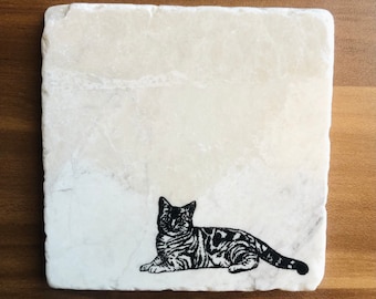 Tabby Cat Coasters ~ Tabby Cat Gifts ~ Cat Gifts ~ Cat Lovers ~ Housewarming Gift ~ Cat Decor ~ Cat Mom Gifts~ Thank You Gift