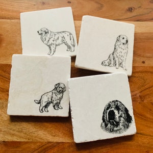 Great Pyrenees Coasters ~ Great Pyrenees Gift ~ Marble Coasters ~ Great Pyrenees Dog Mom ~ Handmade Gift ~ Great Pyrenees Dog ~ Dog Mom Gift