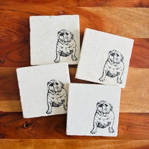 English Bulldog Gifts ~ Bulldog Dog Mom ~ Bulldog Decor ~ Housewarming Gift ~ Bulldog Dad ~ Bulldog Gifts ~ Marble Coasters ~ Handmade Gift