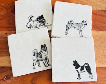 Akita Dog Coasters ~ Akita Dog ~ Akita Dog Mom ~ Housewarming Gift ~ Akita Dog Dad ~ Akita Handmade Gift ~ Akitas ~ Gift for Akita Dog Mom