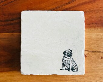 Pug Dog Coasters ~ Handmade Gift ~ Pug Dog Mom Gift ~ Housewarming Gift ~ Pug Dog Mom ~ Pug Gift ~ Marble Coasters ~ Pug Lovers Gift
