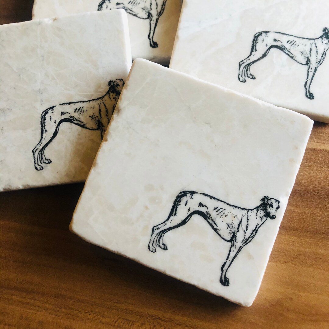 Greyhound Coasters Greyhound Gift Dog Coasters Stone Etsy Nederland