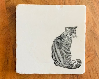 Tabby Cat Coasters ~ Tabby Cat Gifts ~ Cat Gifts ~ Cat Lovers ~ Housewarming Gift ~ Cat Decor ~ Cat Mom Gifts~ Thank You Gift