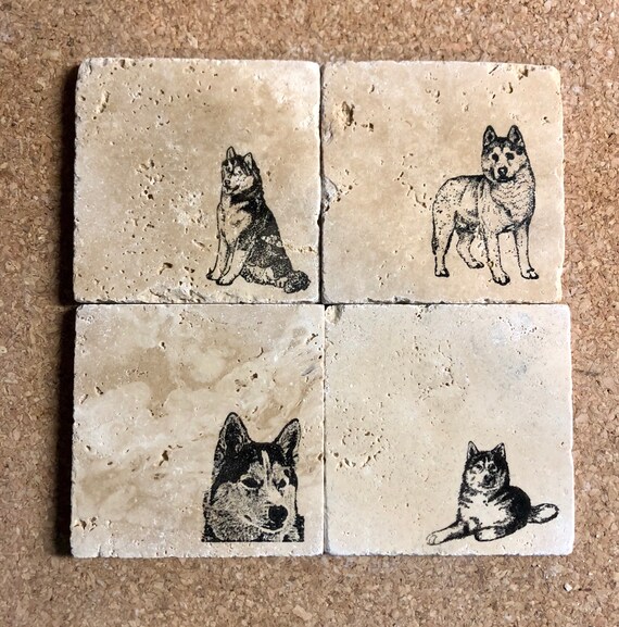 Husky Dog Coasters Siberian Husky Coasters Dog Coasters Etsy