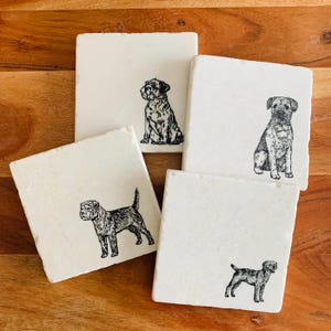 Border Terrier Coasters ~ Border Terrier Dog Mom Gift ~ Marble Coasters ~ Handmade Gift ~ Border Terrier Gift ~ Housewarming Gift