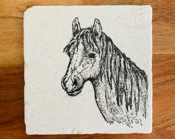 Horse Coasters ~ Horse Marble Coasters ~ Equestrian Gift ~ Gift for Horse Lovers ~  Housewarming Gift ~ Horse Gift ~ Perfect Equestrian Gift
