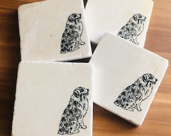 Australian Shepherd Coasters ~ Aussie Coasters ~ Dog Coasters  ~ Australian Shepherd Gift ~ Housewarming Gift ~ Aussie Mama