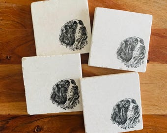 Saint Bernard Coasters ~ Saint Bernard Gift ~ Dog Coasters ~Saint Bernards ~ Housewarming Gift ~ Marble Coasters ~ Saint Bernard Mom