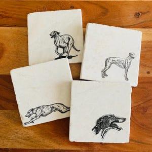 Greyhound Coasters ~ Greyhound Gift ~ Dog Coasters ~ Marble Coasters ~ Greyhound Dog Mom ~ Housewarming Gift~ Handmade Gift ~ Greyhounds