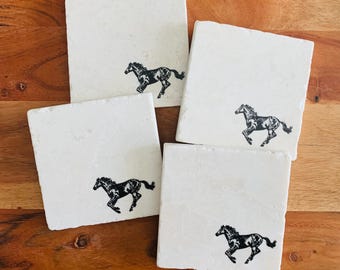 Horse Coasters ~ Horse Marble Coasters ~ Equestrian Gift ~ Horse Lovers ~  Housewarming Gift ~ Horse Gift ~ Perfect Equestrian Gift