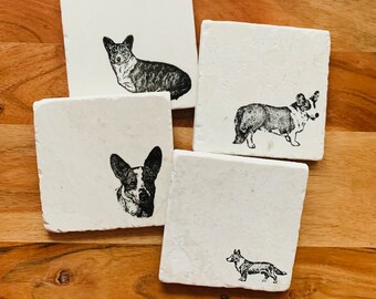 Cardigan Welsh Corgi ~ Gift for Corgi Mom ~ Dog Coasters ~ Marble Coasters ~  Cardigan Welsh Corgis ~ Housewarming Gift ~ Corgi Dad ~ Corgis