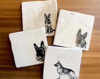 AD-GS1GC German Shepherd Black Rim Glass Coaster Animal Breed Gift AD-GS1GC German Shepherd Black Rim Glass Coaster Animal Breed Gift