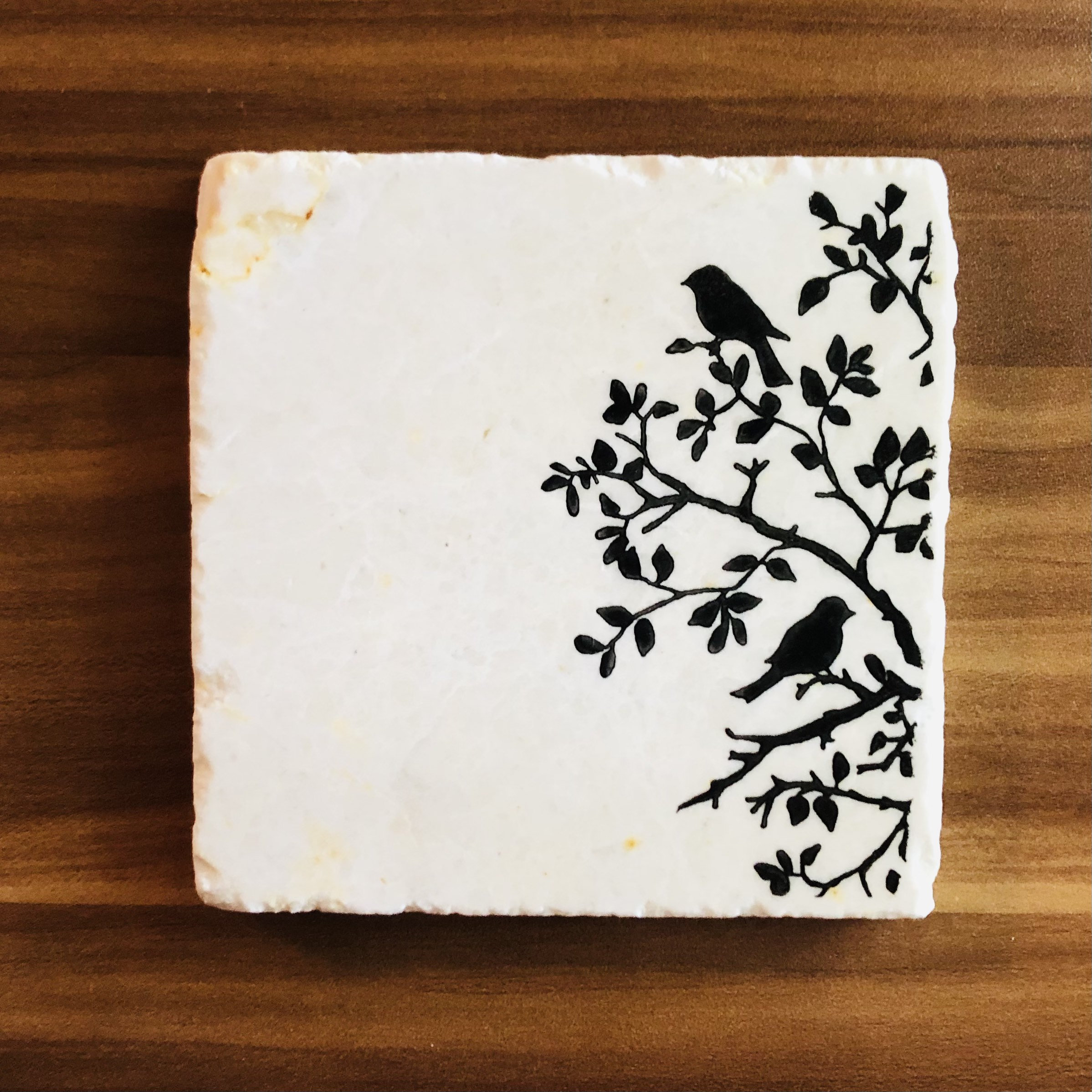 Black Bird Coasters ~ Marble Coasters ~ Black Birds ~ Farmhouse Decor ~ Housewarming Gift ~ Song Birds