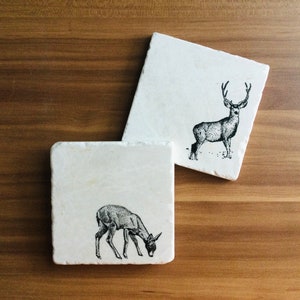 Deer Coasters ~ Marble Coasters ~ Housewarming Gift~ Farmhouse Decor ~ Hunting Coasters~ Gift for Hunter ~ Gift For Dad ~ Gift for Him