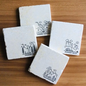 National Parks Coasters ~ Save Our Parks Coaster Set ~ Marble Coasters ~ Grand Canyon ~ Yosemite ~ Yellowstone ~ Save our National Parks
