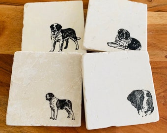 Saint Bernard Coasters ~ Saint Bernard Gift ~ Dog Coasters ~Saint Bernards ~ Housewarming Gift ~ Marble Coasters ~ Saint Bernard Mom