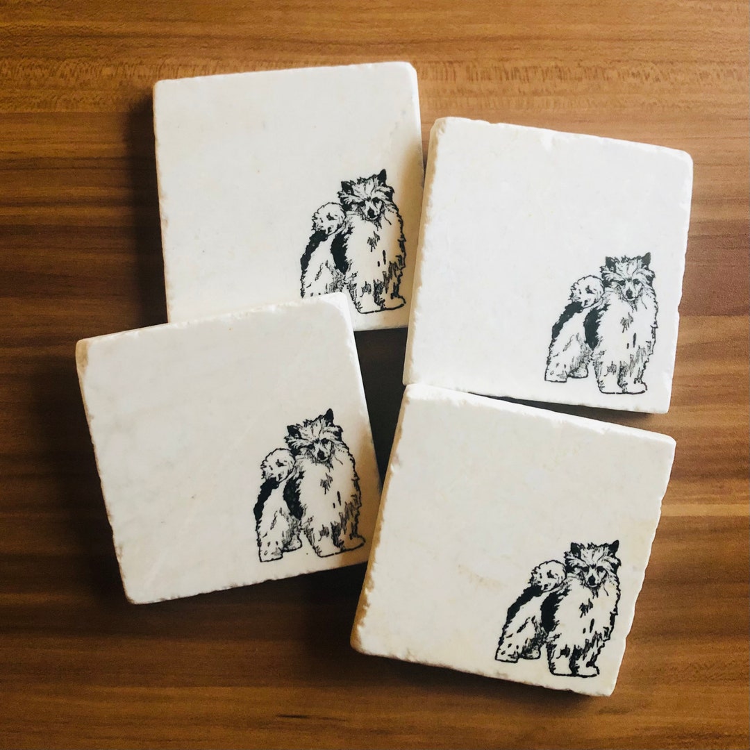 Puff Coasters Powder Puff Chinese Crested Coasters ~ Dog Coasters ~ Housewarming Gift ...