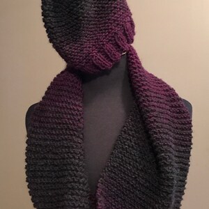 Purple, Charcoal Hat and Scarf