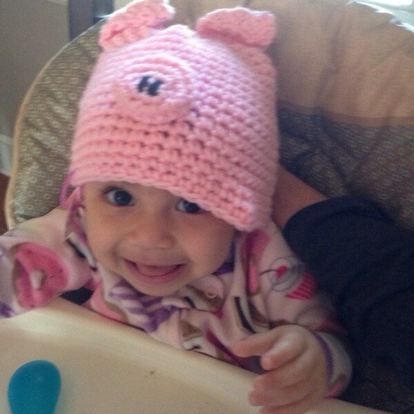 Soft, Crocheted Little Piggy Hat