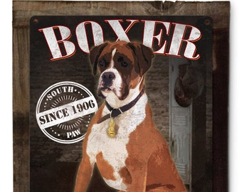 Boxer, Sting Like a Boxer, Dog Metal Sign, Pet Lovers,  Wood Frame Option.