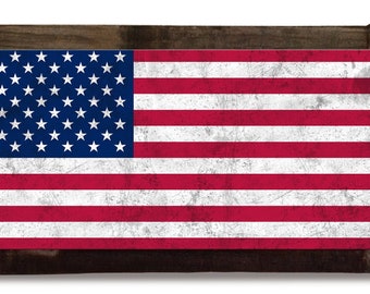 USA Flag, United States Country, Metal Sign, Optional Rustic Wood Frame, Wall Decor, Wall Art, FREE SHIPPING!