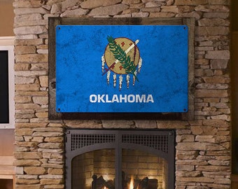 Oklahoma State Flag, "Oklahoma is OK", Metal Sign, Metal Sign, Optional Rustic Wood Frame, Wall Decor, Wall Art, FREE SHIPPING!