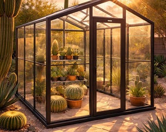 8x10 Heavy Duty Aluminum Greenhouse Kit, Glass or Polycarbonate Panels, Outdoor Walk-In Garden Structure