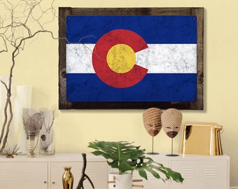 Vlag van de staat Colorado, The Centennial State, metalen bord, optioneel rustiek houten frame, wanddecoratie, kunst aan de muur, vintage, GRATIS VERZENDING!