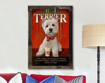 Westie, White Terrier,  Dog, METAL Sign, Optional Reclaimed BarnWood Frame, American Steel, Wall Decor, Wall Art, Vintage, FREE SHIPPING!
