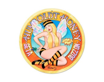 Humbolt Honey Get A Buzz On Marijuana Metal Sign 14" Round