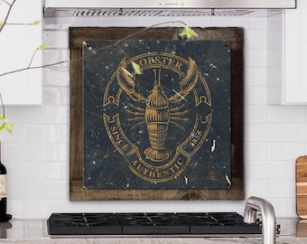 Kreeft Wall Art, Nautisch METALEN bord, Optioneel houten frame, gemaakt van Amerikaans staal!