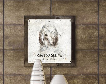 Bearded Collie Wall Art, Dog METAL Sign, Optional Reclaimed Wood Frame