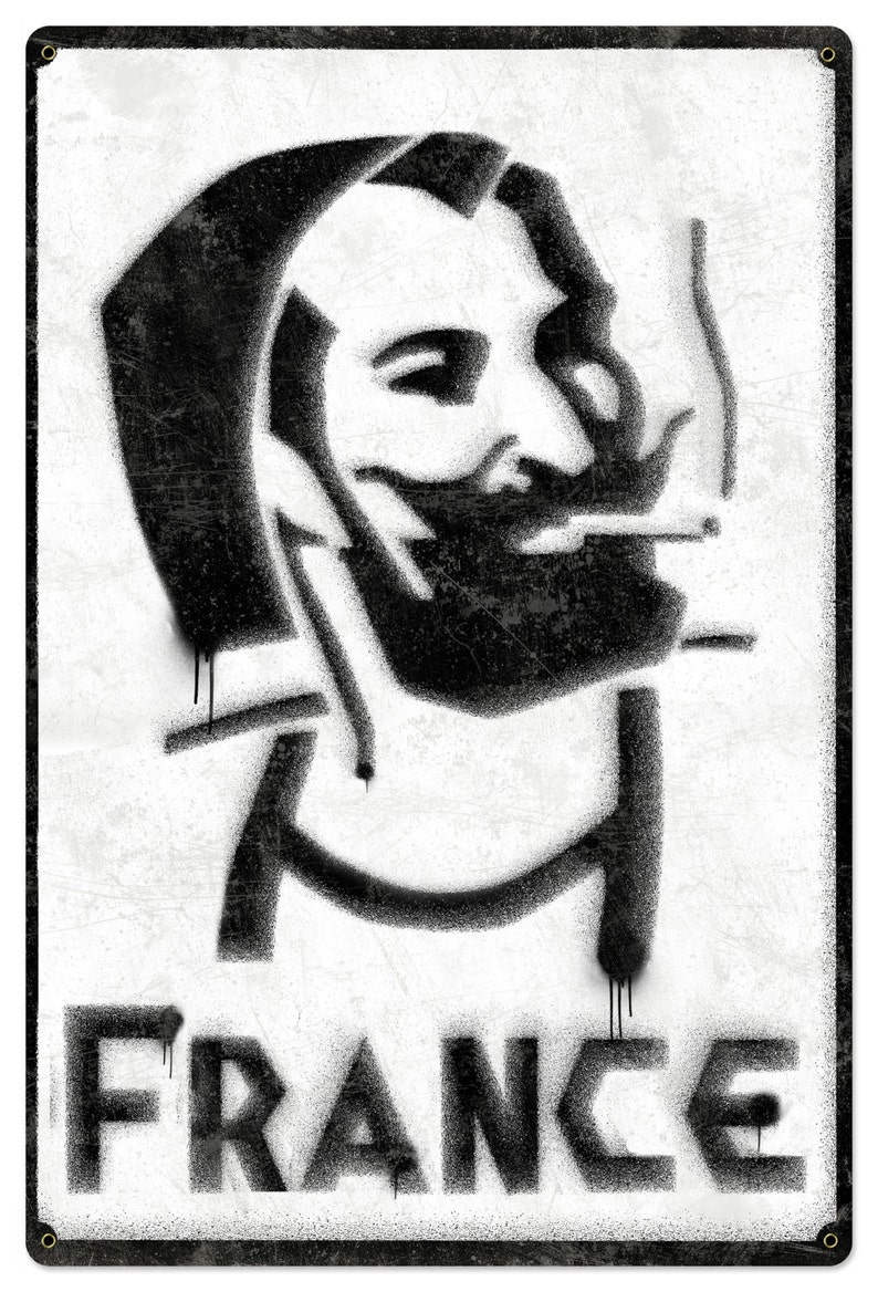 France Zig-Zag Man rolling papers Spray Art Metal Sign image 1