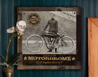 Motordrome, Wall Art, Indian Motorcycle METAL Sign, Optional Reclaimed BarnWood Frame, Wall Decor, FREE SHIPPING