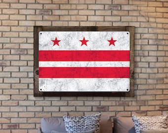 Washington D.C. State Flag, Taxation Without Representation, Metal Sign, Optional Rustic Wood Frame, Wall Decor, Wall Art, FREE SHIPPING!